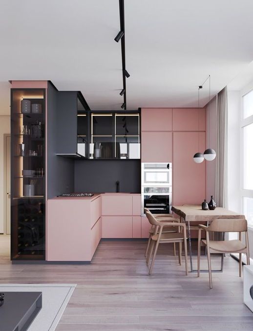 desain dapur sederhana warna pastel