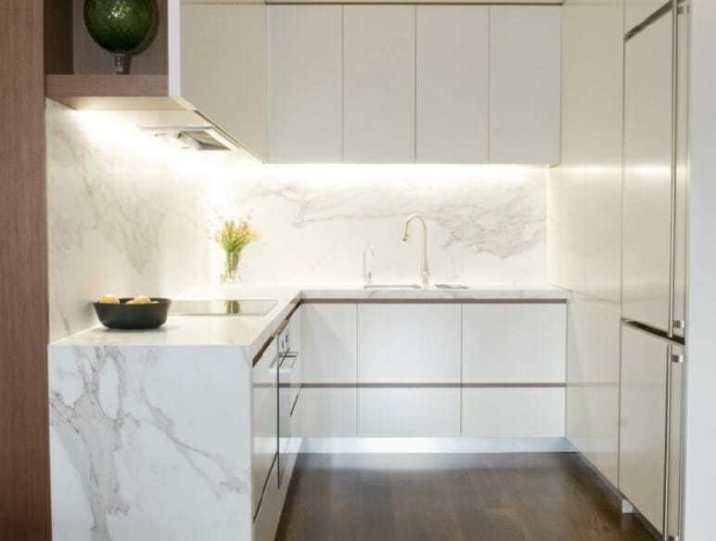 model kitchen set minimalis modern berbahan grani