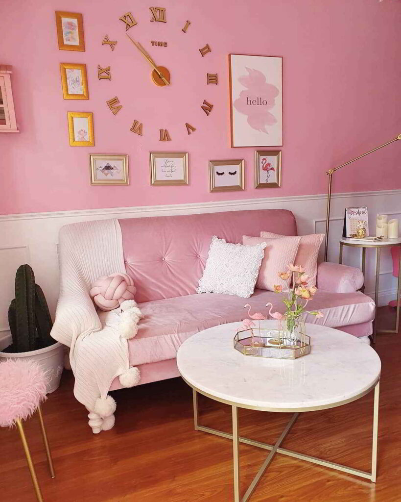 dekorasi ruang tamu pink 819x1024